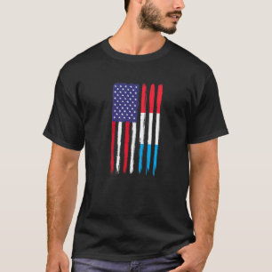 Luxembourg Roots Half American Flag Patriotic Luxe T-Shirt