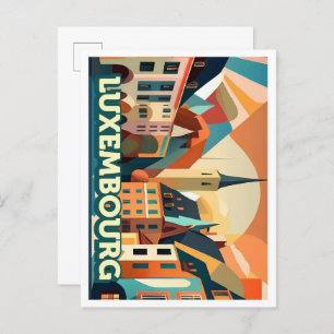 Luxembourg Travel artistic colourful Postcard