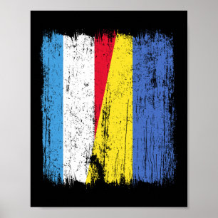 Luxembourg Ukraine Half Flag Luxembourgish Ukraini Poster