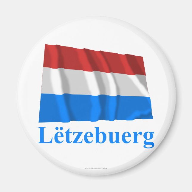 Luxembourg Waving Flag with Name in Luxembourgian Magnet (Front)