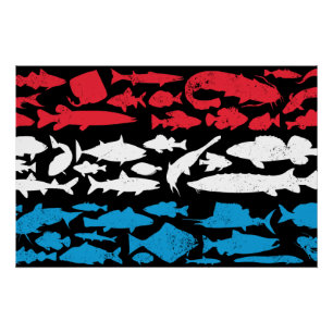 Luxembourgian Flag Made of Fish – Fishing Design Poster