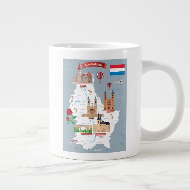 Luxemburg Cartoon Map Large Coffee Mug (Right)