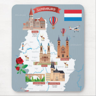 Luxemburg Cartoon Map Mouse Mat