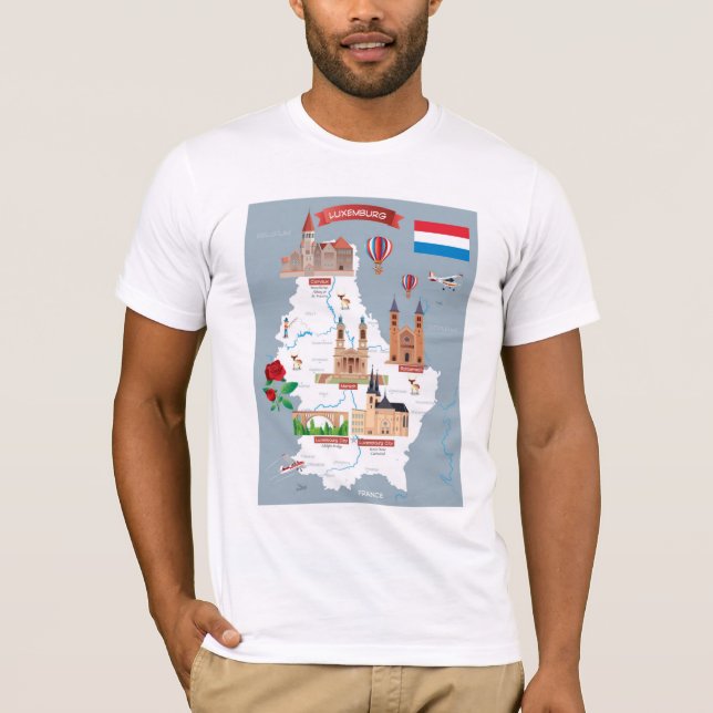 Luxemburg Cartoon Map T-Shirt (Front)