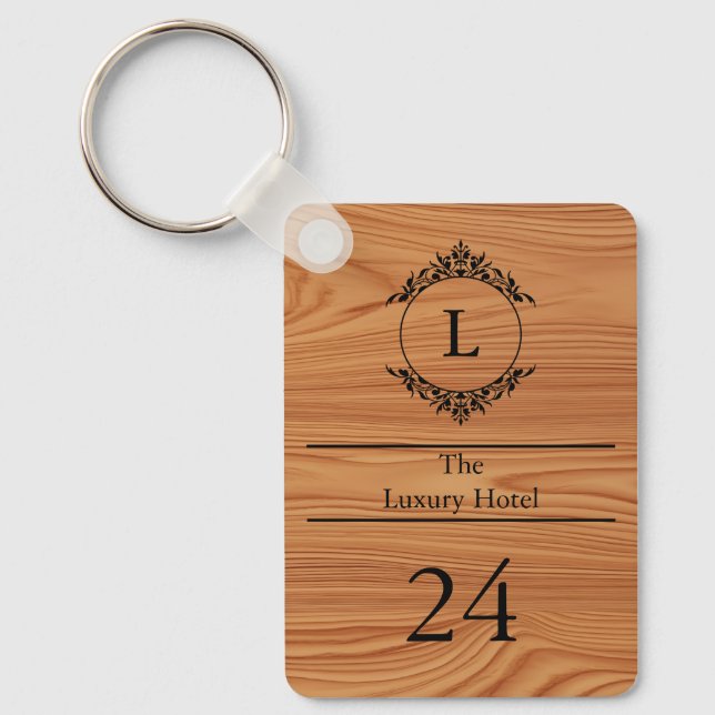 LuxeWood Custom Hotel Keychain (Front)