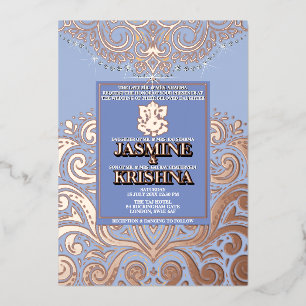LuxGlitter Blue PinkGold Ganesha Hindu Wedding