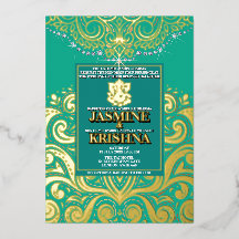 LuxGlitter Peacock Gold Ganesha Hindu Wedding