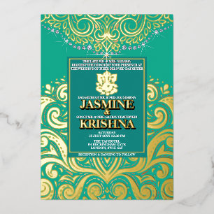 LuxGlitter Peacock Gold Ganesha Hindu Wedding