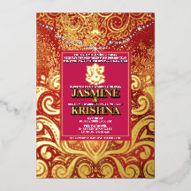 LuxGlitter Pink Gold Hindu Ganesha Indian Wedding