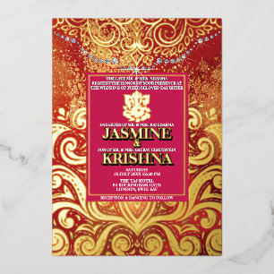 LuxGlitter Pink Gold Hindu Ganesha Indian Wedding