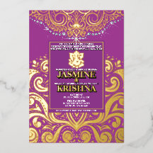 LuxGlitter Purple Gold Ganesha Hindu Wedding