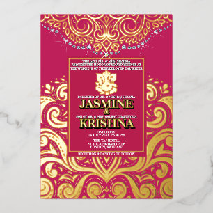 LuxGlitter Rose Pink Gold Ganesha Hindu Wedding