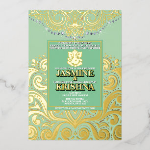LuxGlitter Sage Green Gold Ganesha Hindu Wedding