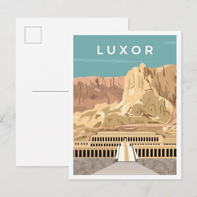 Luxor Egypt Art Vintage Travel Illustration Postcard (Front/Back)