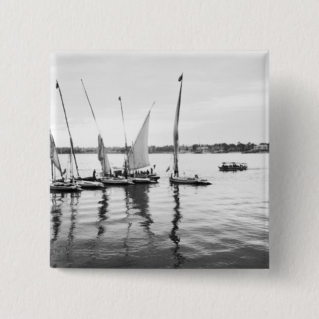 Luxor Egypt, Feluccas on the Nile 15 Cm Square Badge (Front)