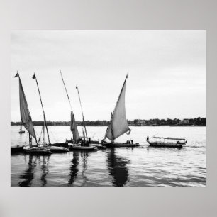 Luxor Egypt, Feluccas on the Nile 2 Poster