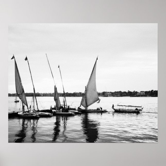 Luxor Egypt, Feluccas on the Nile 2 Poster (Front)