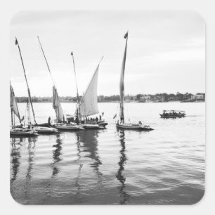 Luxor Egypt, Feluccas on the Nile Square Sticker