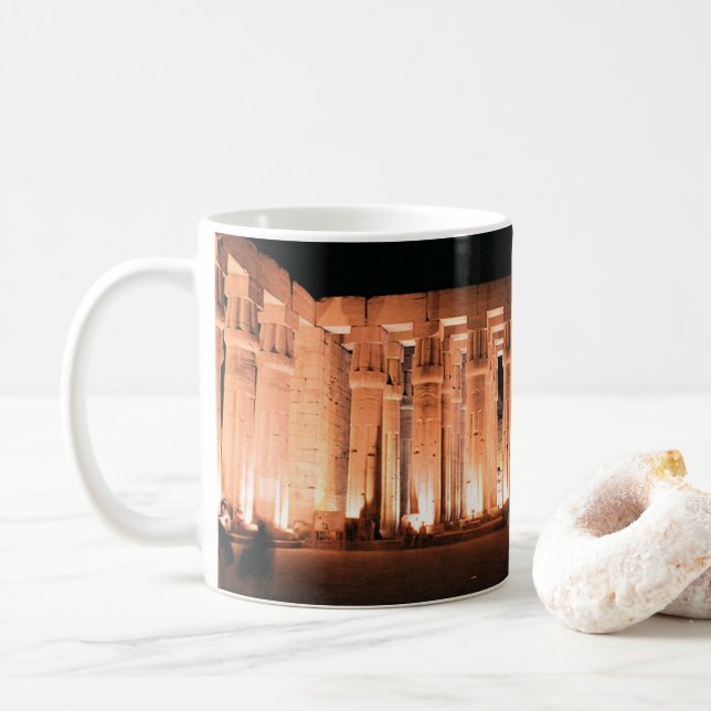 Luxor, Egypt, Luxor Temple Pillars Hall Monuments Coffee Mug (With Donut)