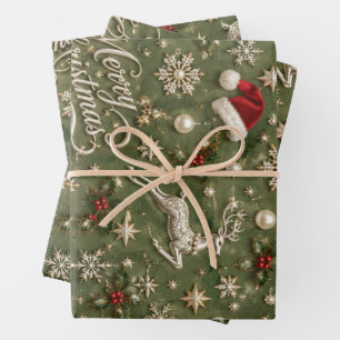 Luxriors Green Merry Christmas Wrapping Paper