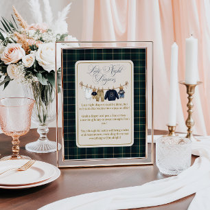 Luxsary  Bear Plaid Baby Shower Diaper Notes Game Poster