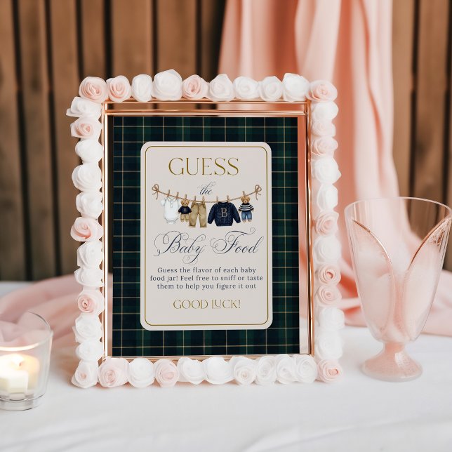 Luxsary  Bear Plaid Baby Shower Guess Baby Food Poster (Creator Uploaded)