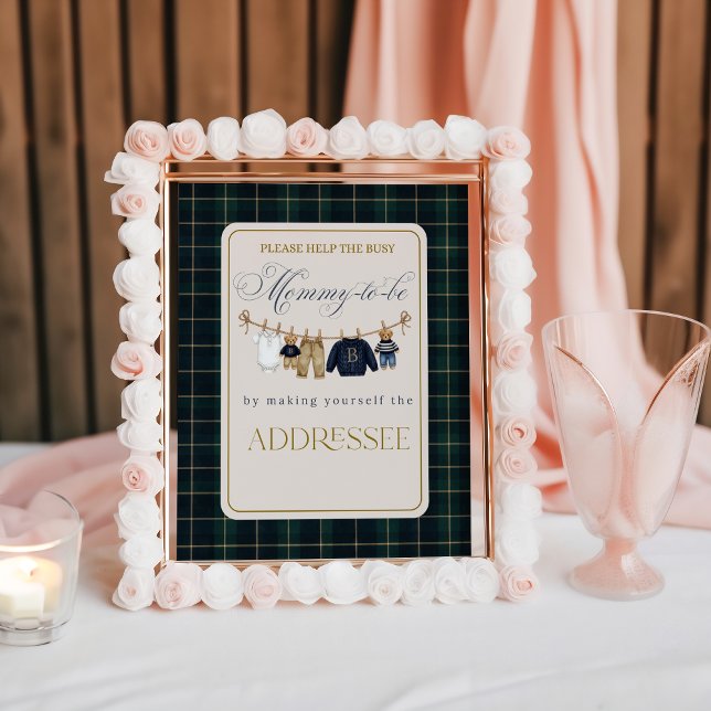 Luxsary  Bear Plaid Baby Shower Help Mom Addressee Poster (Creator Uploaded)