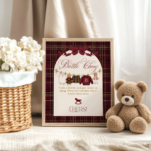 Luxsary Teddy Baby Shower Girl Plaid Bottle Chug Poster