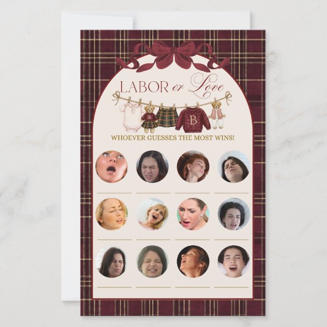 Luxsary Teddy Baby Shower Girl Plaid Game (Front)