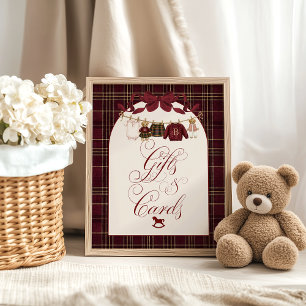 Luxsary Teddy Baby Shower Girl Plaid Gift Card Poster