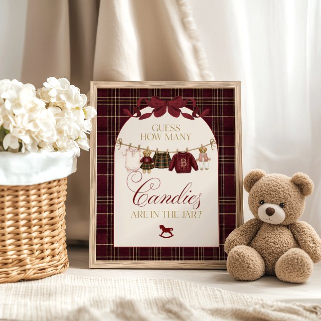 Luxsary Teddy Baby Shower Girl Plaid Guess Candies Poster (Creator Uploaded)