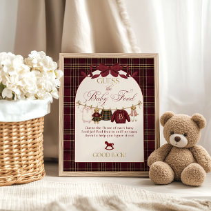 Luxsary Teddy Baby Shower Girl Plaid Guess Food Poster