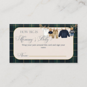 Luxsary Teddy Bear Plaid Baby Shower Mom Belly Enclosure Card