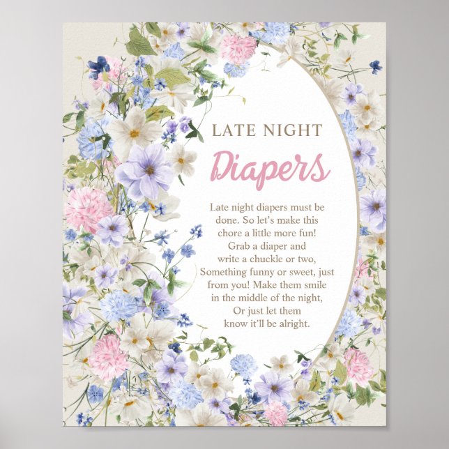 Luxuriant wildflowers bouquet Late night diapers Poster (Front)