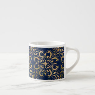 Luxurioius Ornate Gold Navy Espresso Cup