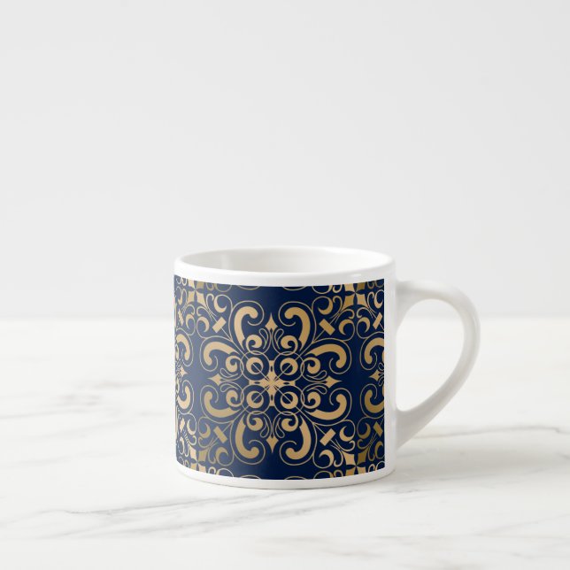 Luxurioius Ornate Gold Navy Espresso Cup (Right)