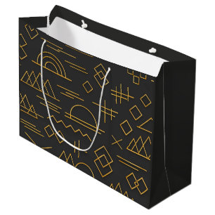 Luxurious 3D Gold Embossed Geometric Pattern Large Gift Bag