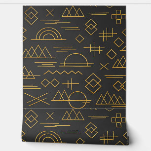 Luxurious 3D Gold Embossed Geometric Pattern Wallpaper