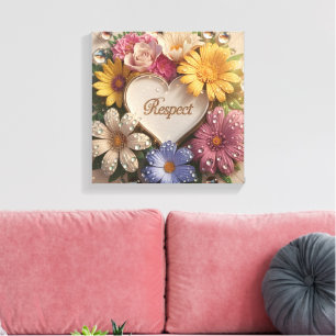 Luxurious 3D Greeting Card with Floral Design Canvas Print