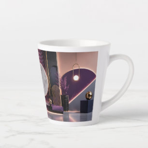 Luxurious Abstract Geometric Rich Purple and Gold Latte Mug