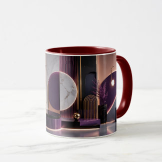 Luxurious Abstract Geometric Rich Purple and Gold Mug
