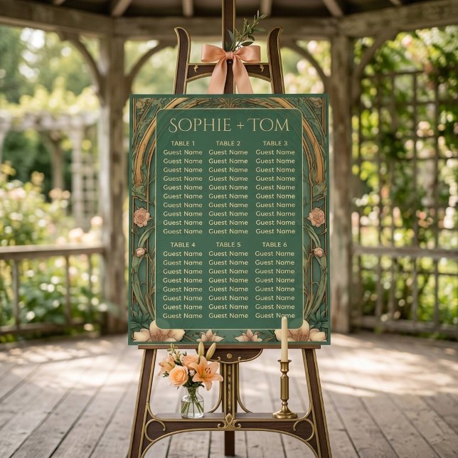 Luxurious Alphonse Mucha Art Nouveau Seating Chart (Luxurious Alphonse Mucha Art Nouveau Seating Chart)