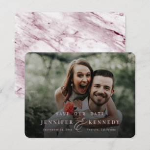 Luxurious Ampersand Dusty Pink Marble & Full Photo Save The Date