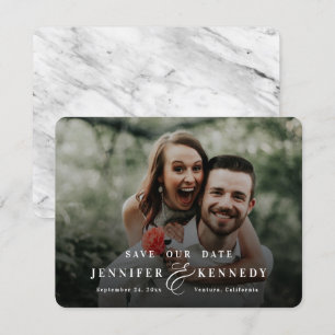 Luxurious Ampersand White Marble & Full Photo Save The Date