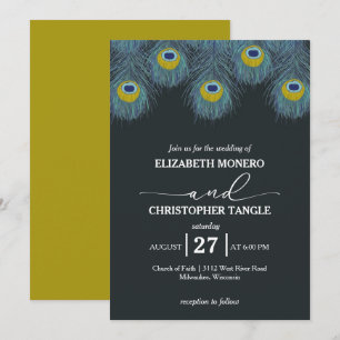 Luxurious and Elegant   Peacock Feather Wedding Invitation