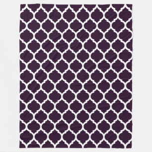 Luxurious and Rich Purple Moroccan Quatrefoil Fleece Blanket