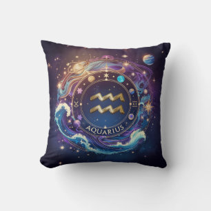 Luxurious Aquarius Zodiac Cushion