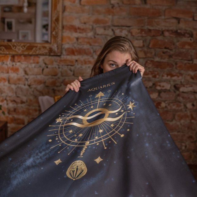 Luxurious Aquarius Zodiac Fleece Blanket (Creator Uploaded)