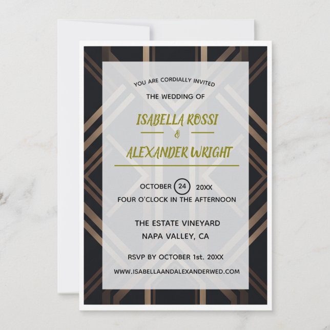 Luxurious Art Deco Geometric Wedding Invitation (Front)