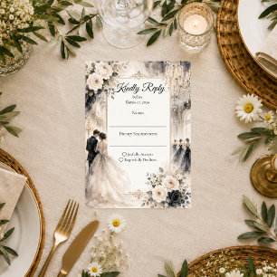 Luxurious Ballroom Romance Wedding RSVP Card